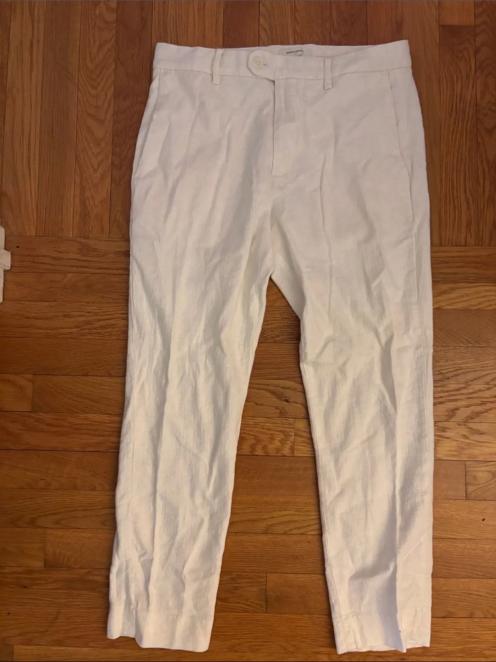 Banana Republic White Men's Linen-Blend Dress Pants